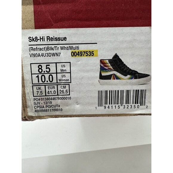 Vans Off the Wall Sk8-Hi Reissue Black Suede Rainbow Leather Sneakers M 8.5 W 10 - Picture 13 of 13